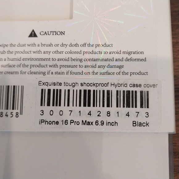 New in box, iPhone 16 Pro Max Black Case Cover Shockproof Hybrid Tough Back - Picture 4 of 4